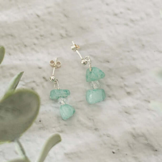 Turquoise Drop Earrings, Precious Stone Earrings