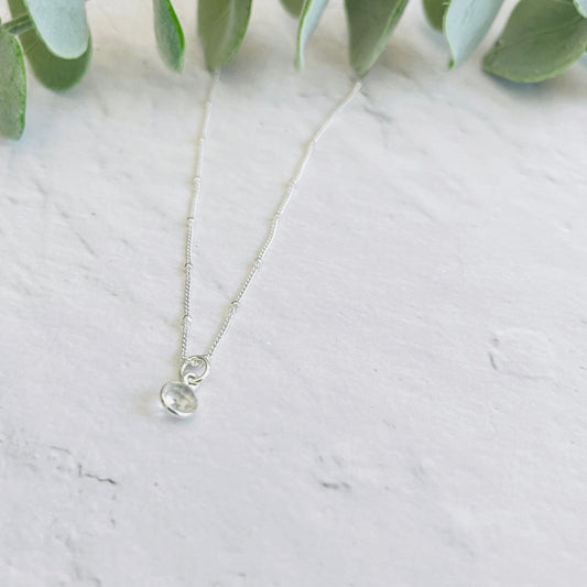 Clear Quartz Birthstone Necklace - Made Here with Love