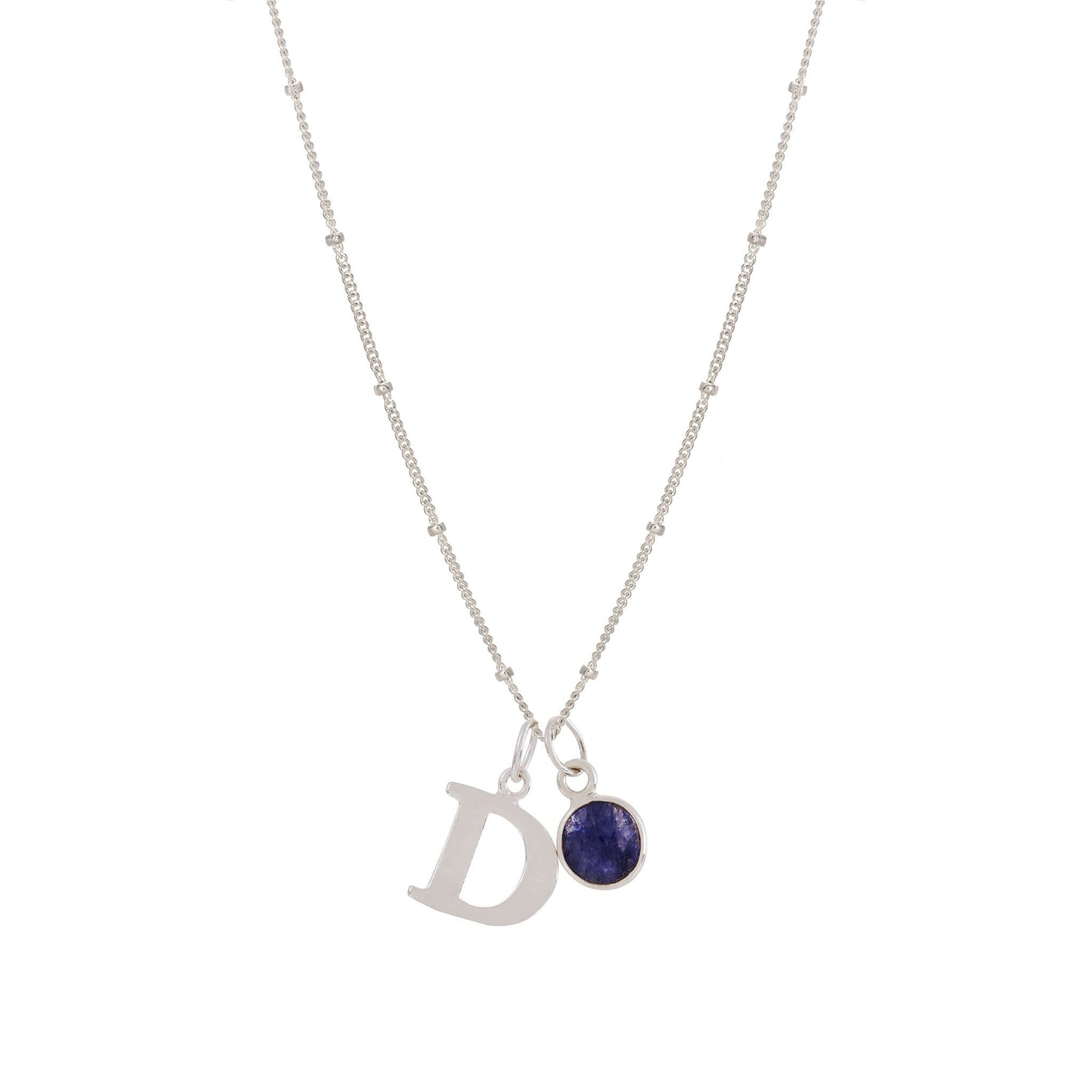 Initial Letter & Birthstone Charm Necklace - Made Here with Love