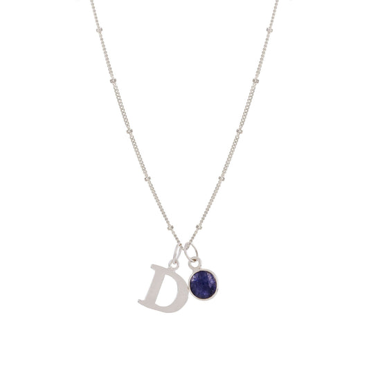 Initial Letter & Birthstone Charm Necklace - Made Here with Love