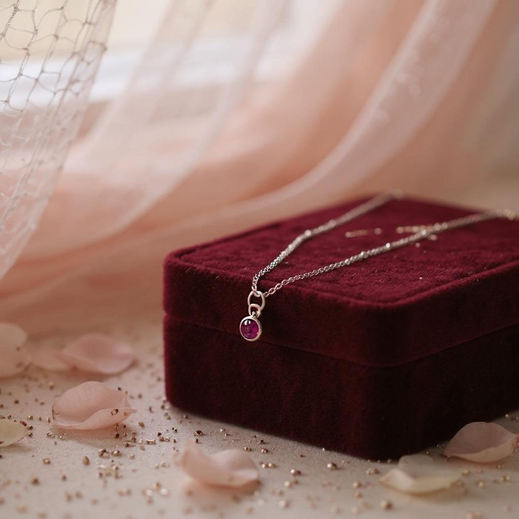 Sterling silver ruby necklace created by made here with love, july birthstone gifts for the ones you love