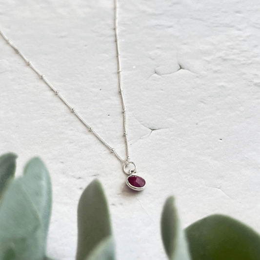 Ruby Birthstone Necklace - Made Here with Love