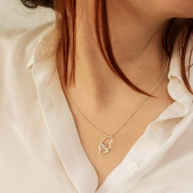 Silver Heart Interlocking Necklace - Made Here with Love