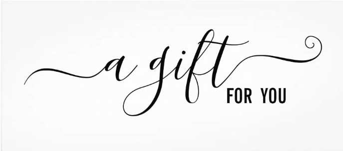 The image features the text "a gift for you" written in elegant, cursive handwriting on a plain white background. The words "a gift" are in a flowing script, while "FOR YOU" is in uppercase, more straightforward lettering, a jewellery gift card