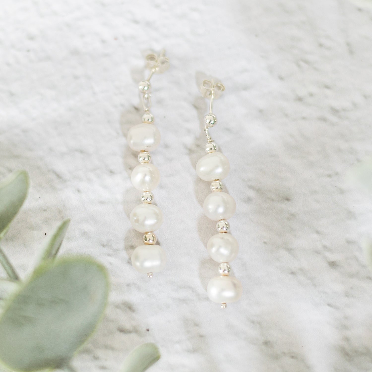 Silver Pearl Drop Earrings - Made Here with Love