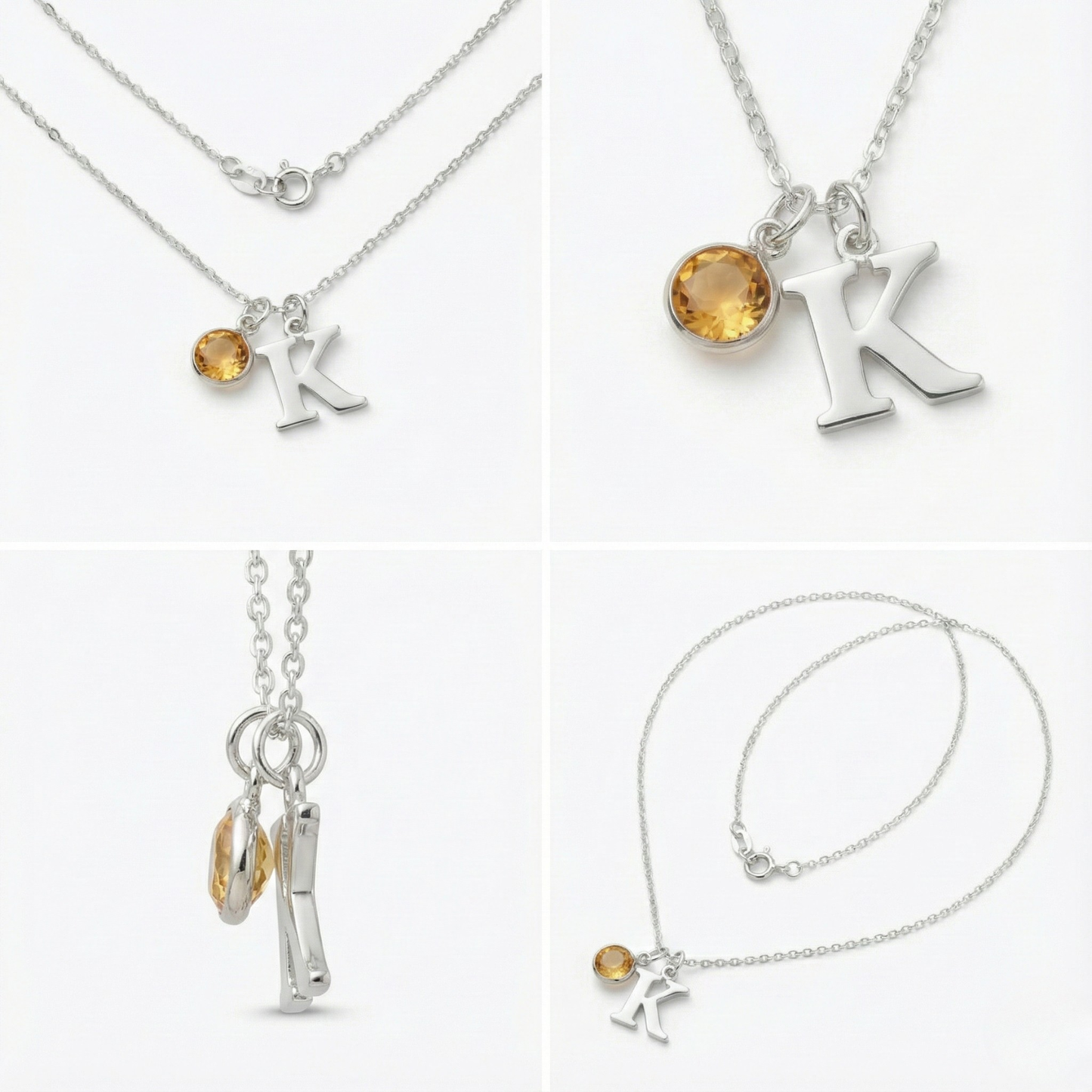 Personalised November Birthstone and Initial Necklace