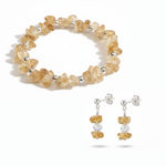 Citrine bracelet and matching earrings set in sterling silver, November birthstone jewellery gift symbolising joy, abundance and warmth.