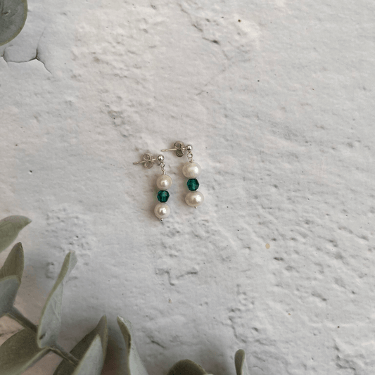 Emerald and Pearl Earrings