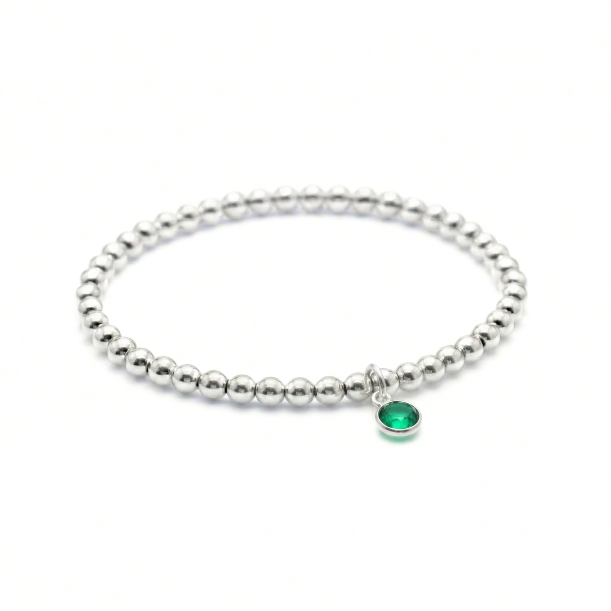 Emerald May Birthstone Bracelet – Sterling Gemstone Bead Bracelet
