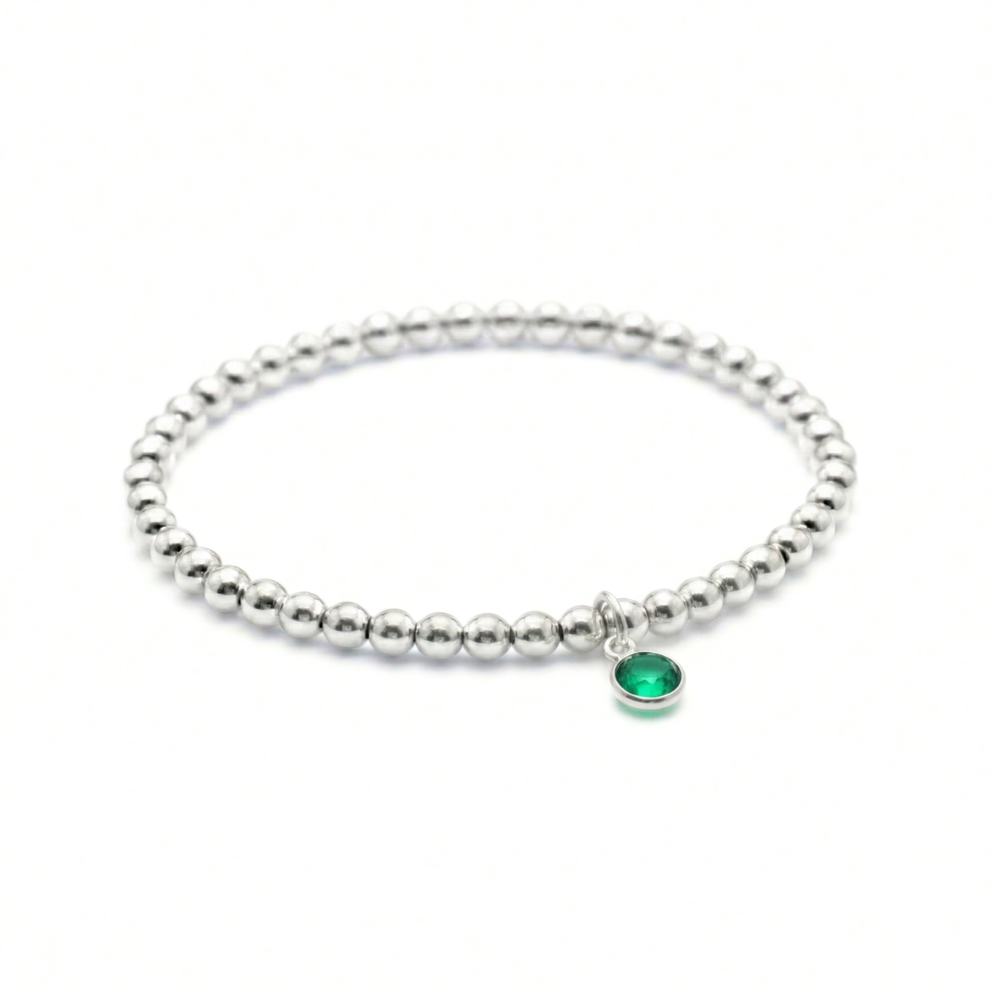 Emerald May Birthstone Bracelet – Sterling Silver Gemstone Bead Bracelet