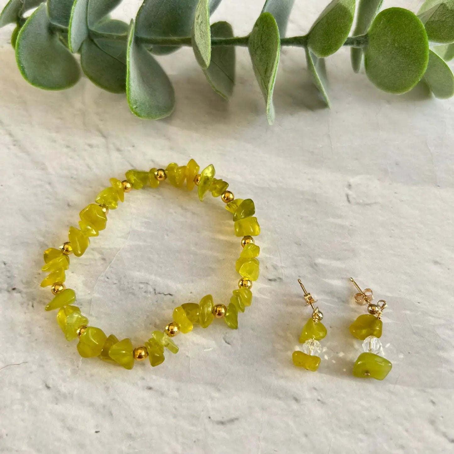 Jade Bracelet and Earring Set