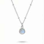 June birthstone moonstone charm necklace on silver chain