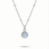 June birthstone moonstone charm necklace on silver chain