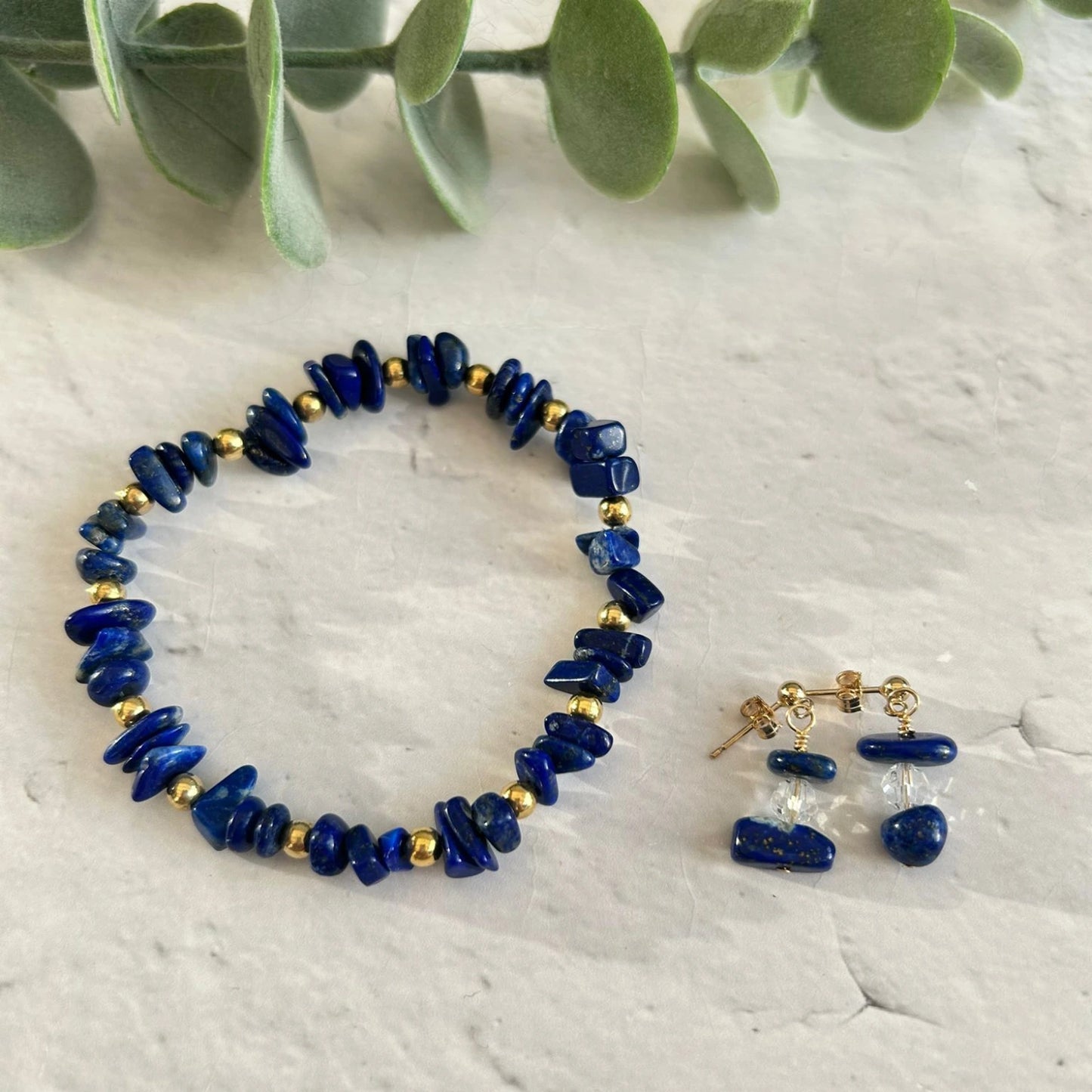 Lapis Lazuli Bracelet and Earring Set