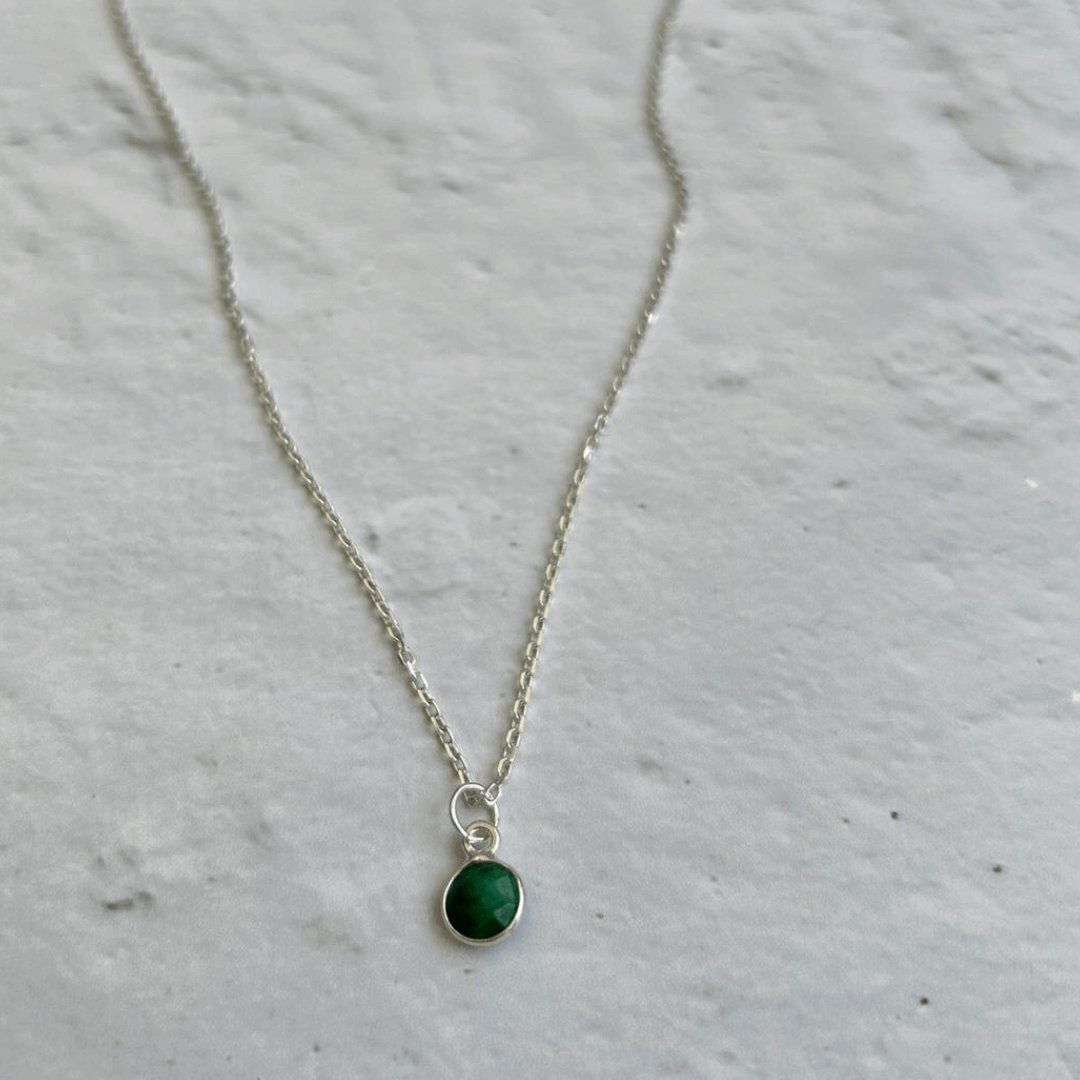 Emerald Birthstone Necklace, May Birthstone Necklace