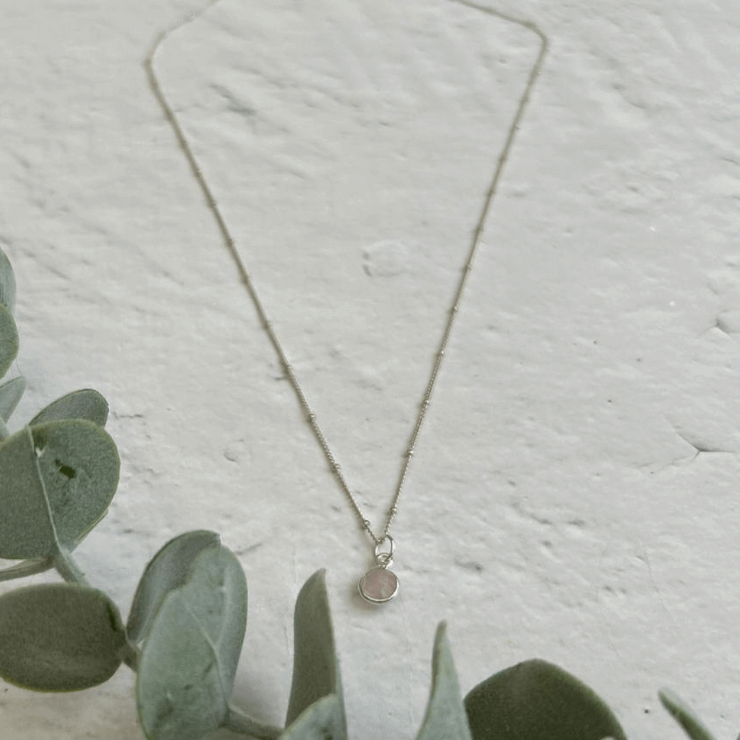Rose Quartz Birthstone Necklace, October Birthstone Necklace
