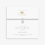 October birthstone bracelet with rose quartz charm, sterling silver UK