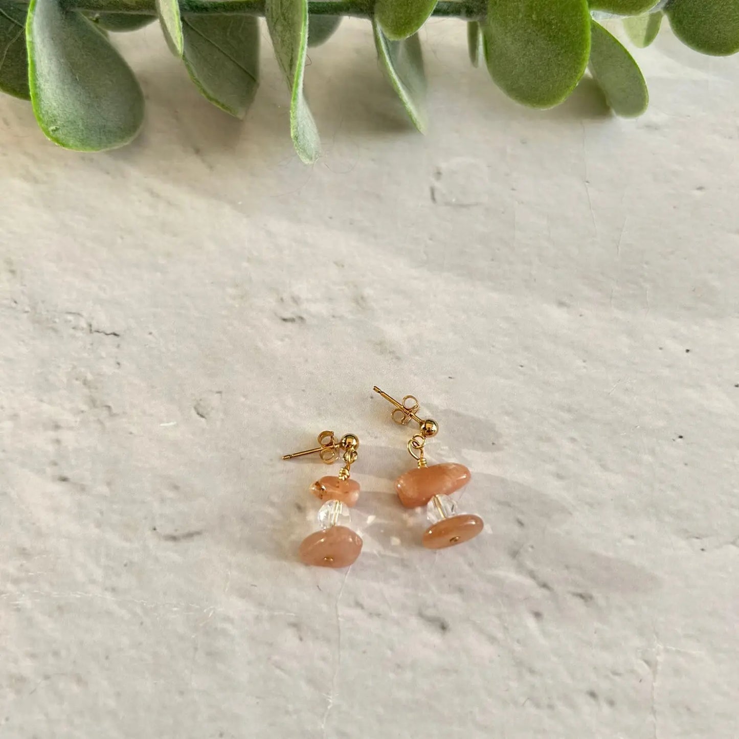 Peach Moonstone Gemstone Earrings