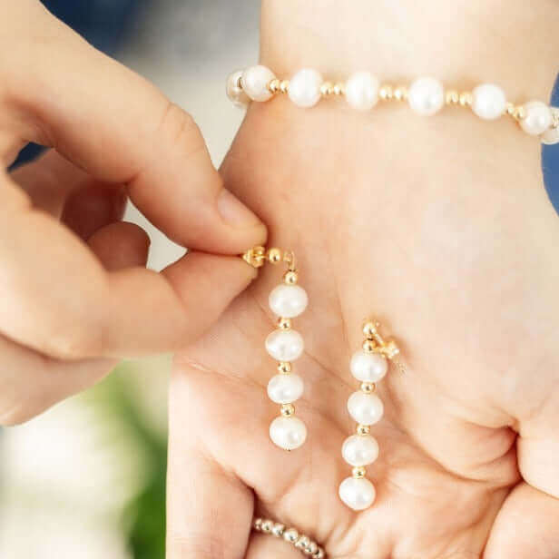 Pearl drop earrings and on sale bracelet