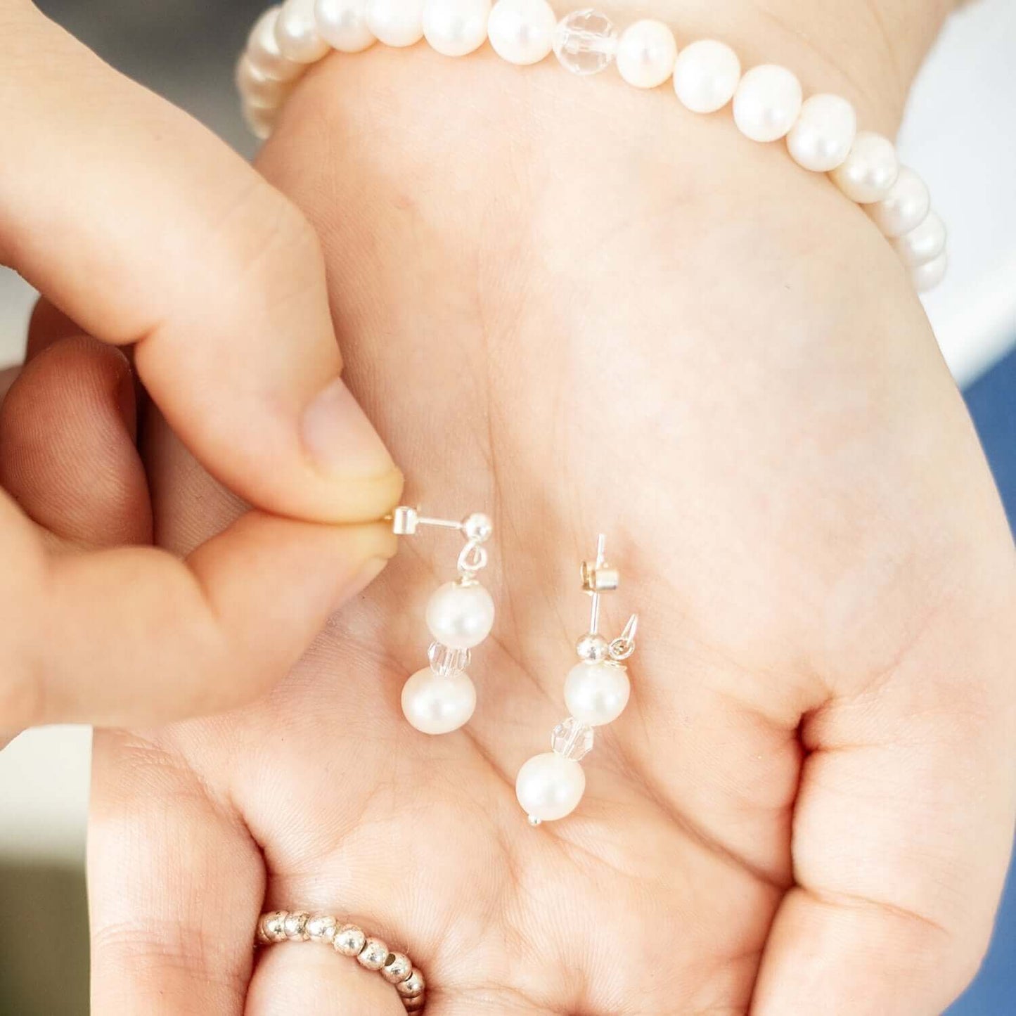Pearl and Crystal Drop Earrings, Wedding Earrings
