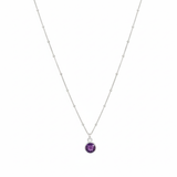Silver February birthstone necklace featuring amethyst gemstone