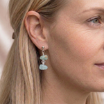 Amazonite bead drop earrings in sterling silver, green gemstone jewellery UK