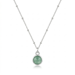 Amazonite gemstone charm necklace in sterling silver, dainty pendant UK
