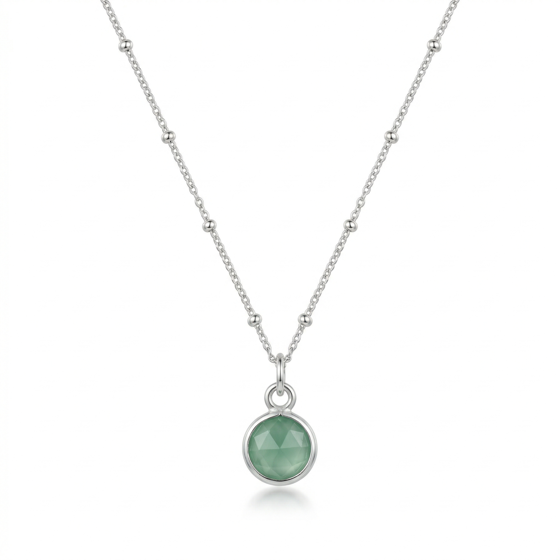 Amazonite gemstone charm necklace in sterling silver, dainty pendant UK