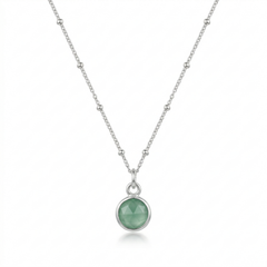 Amazonite gemstone charm necklace in sterling silver, dainty pendant UK