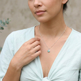 Amazonite charm necklace in sterling silver, turquoise gemstone jewellery UK