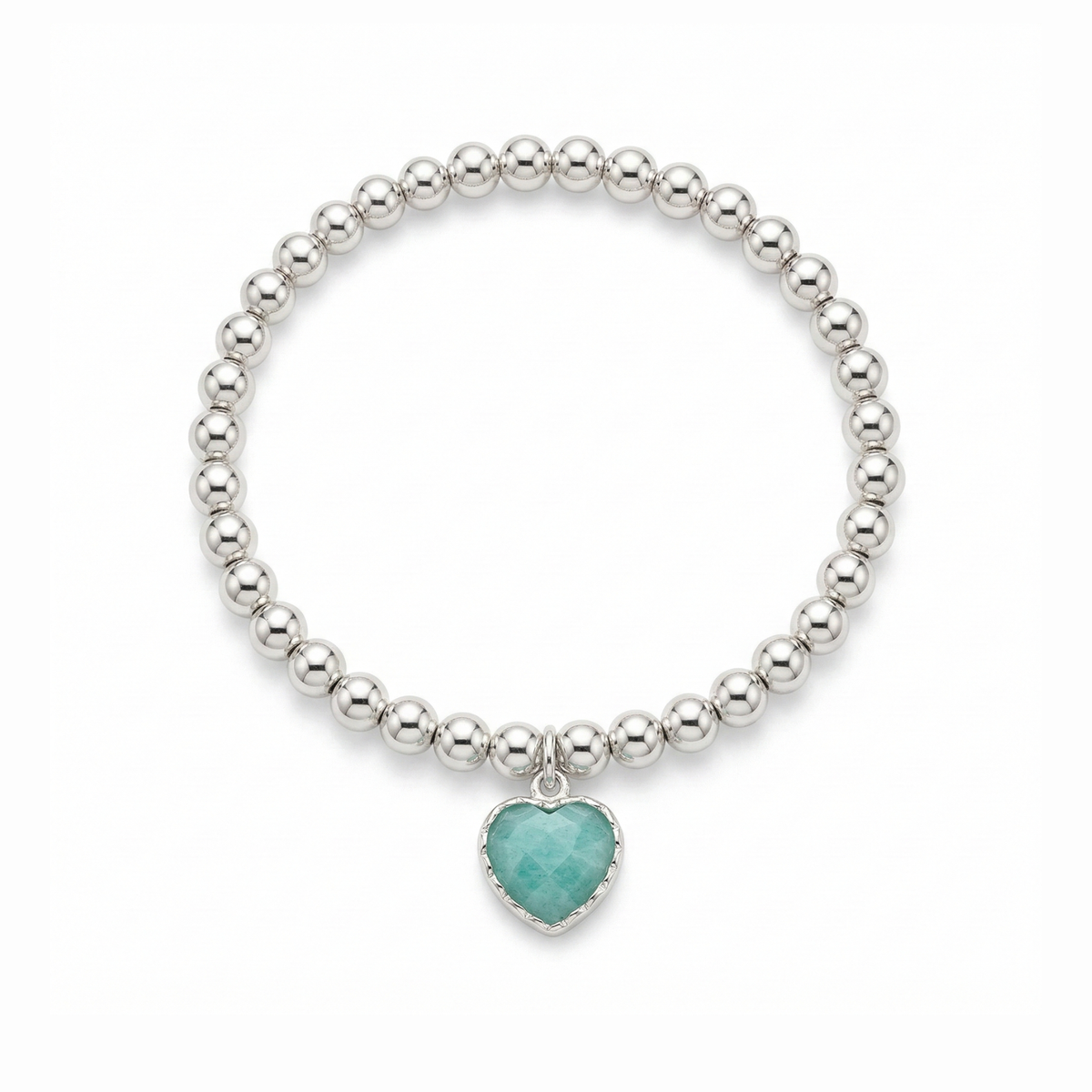 Amazonite Heart Charm Bracelet