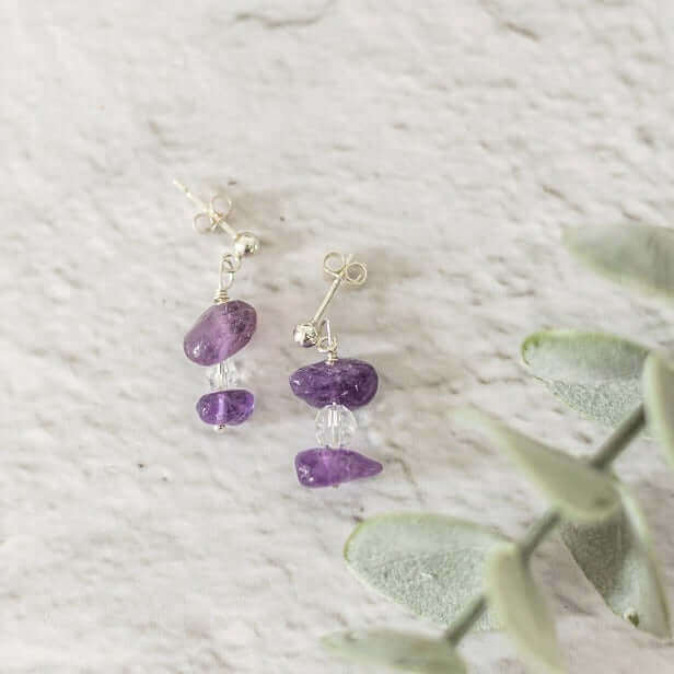 Amethyst Earrings in Silver - Made Here with Love