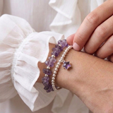Amethyst crystal bead bracelet in purple tones, stretch gemstone bracelet UK