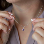 Amethyst gemstone February birthstone necklace in sterling silver