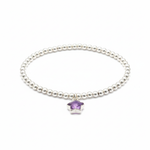 Sterling silver amethyst star charm bracelet featuring February birthstone gemstone