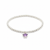 Sterling silver amethyst star charm bracelet featuring February birthstone gemstone