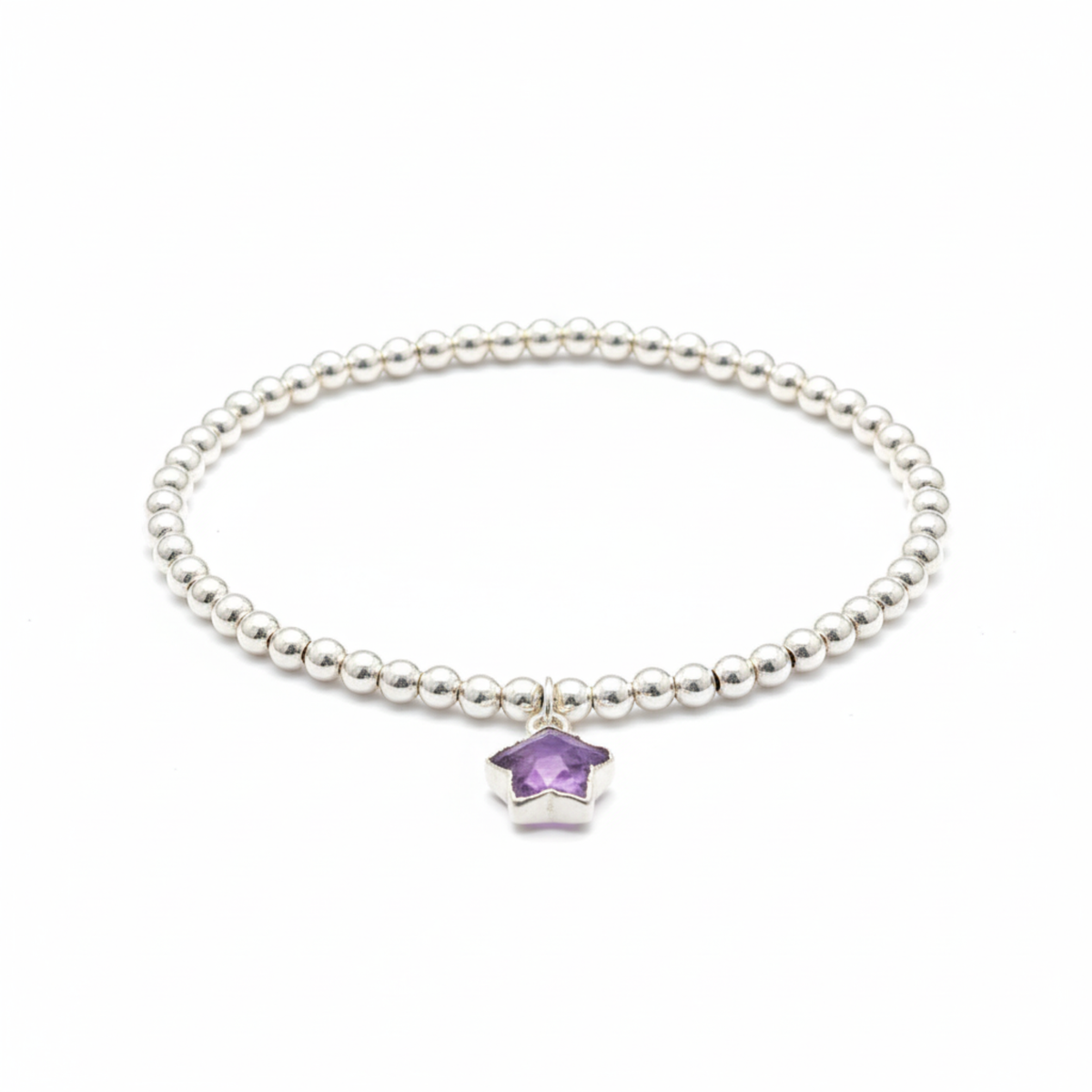 Amethyst Star Charm Bracelet