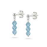 Aquamarine bead drop earrings in sterling silver, March birthstone jewellery UK