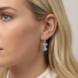 Handmade aquamarine gemstone earrings with soft blue stones in sterling silver, elegant March birthstone jewellery.