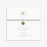August birthstone bracelet with peridot charm and sterling silver beads UK
