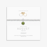 August birthstone bracelet with peridot charm and sterling silver beads UK