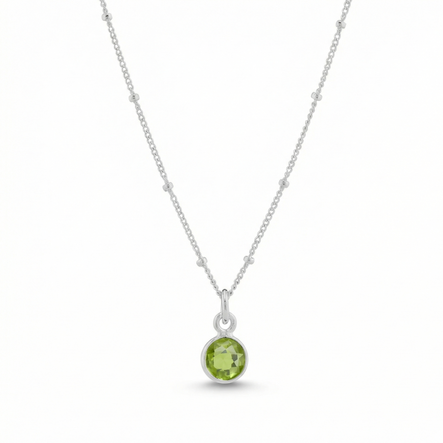 Silver Peridot Birthstone Necklace