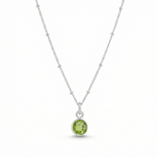 Silver Peridot Birthstone Necklace