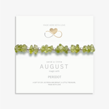 Peridot August birthstone crystal bead bracelet, green gemstone stretch bracelet UK
