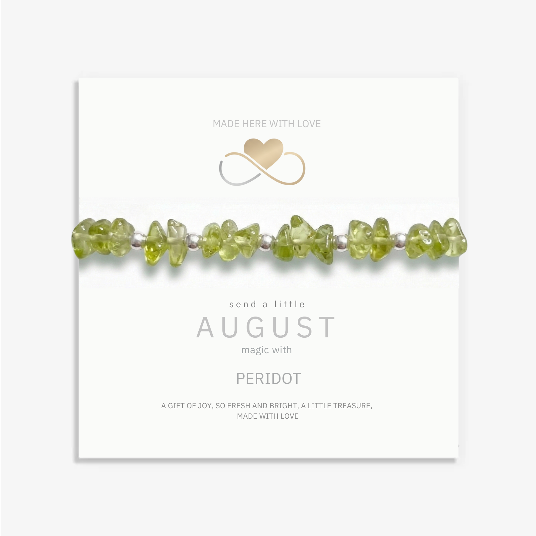 Peridot August birthstone crystal bead bracelet, green gemstone stretch bracelet UK