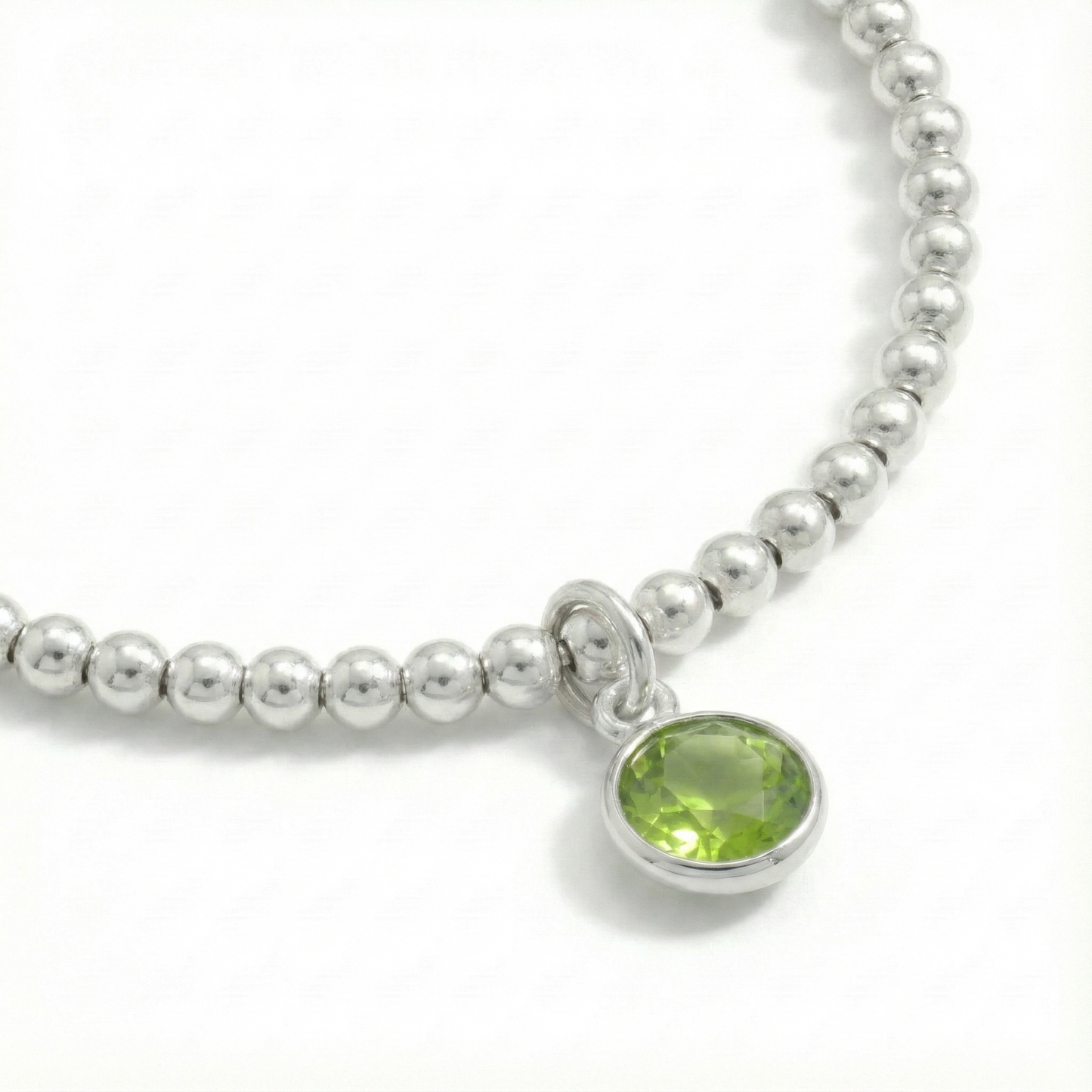 Peridot August Birthstone Bracelet | Stretch Bead Charm Design