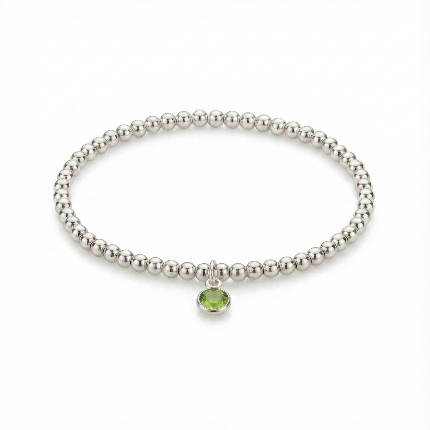 Peridot August Birthstone Bracelet | Stretch Bead Charm Design