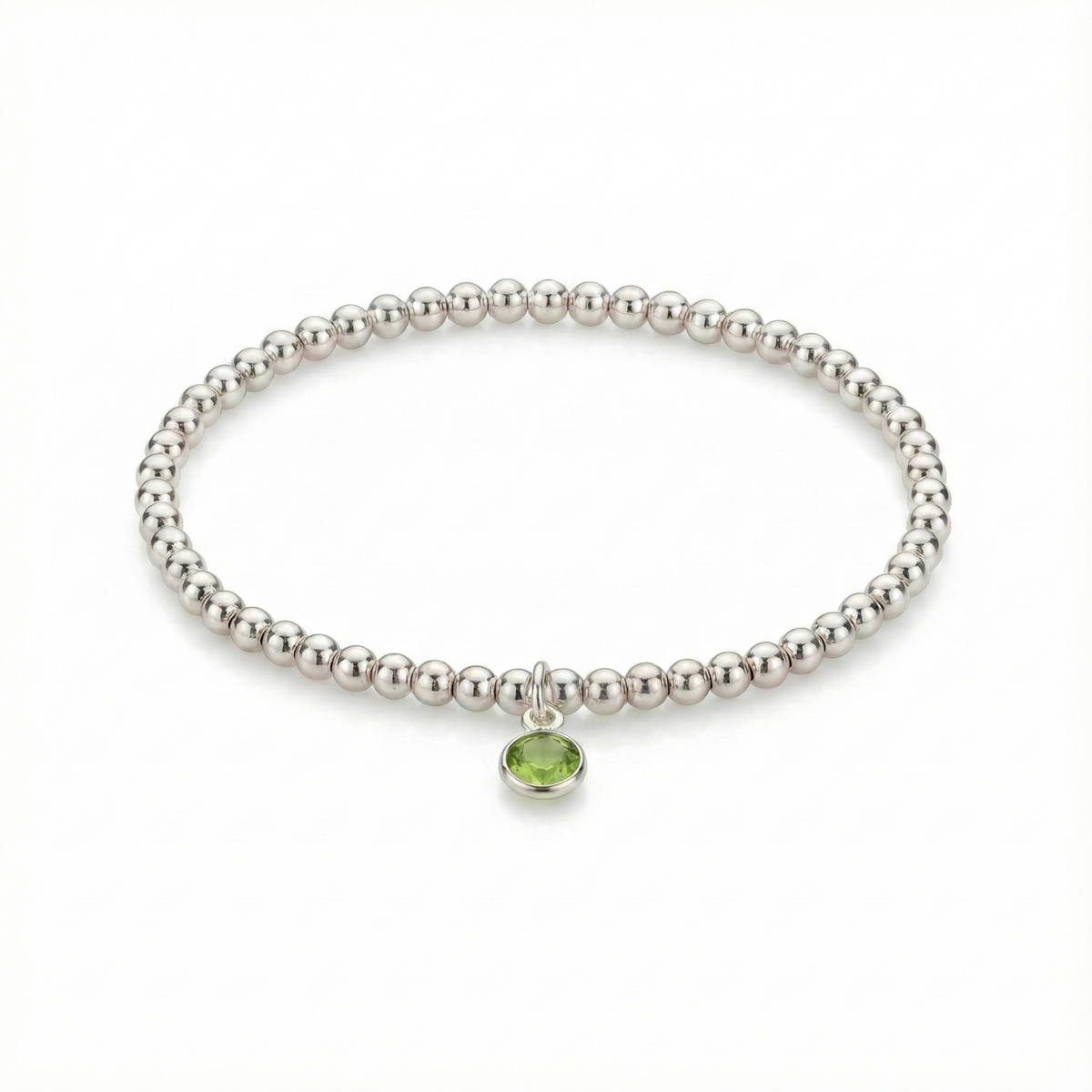 Peridot August Birthstone Bracelet Stretch Bead Charm Design