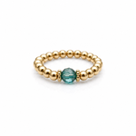 Handmade blue zircon crystal bead ring with gold filled beads, December birthstone ring by Made Here with Love