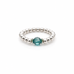 Handmade blue zircon crystal bead ring with sterling silver beads, December birthstone ring by Made Here with Love